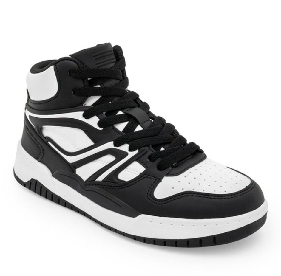 Black-White High-Top Casual Sneakers
