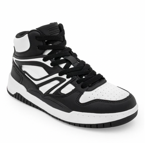 Black-White High-Top Casual Sneakers