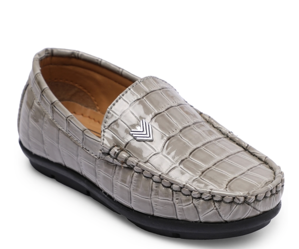 Beige Patterned Slip-Ons for Boys