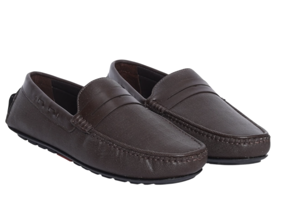 Classic Brown Textured Casual Slip-On